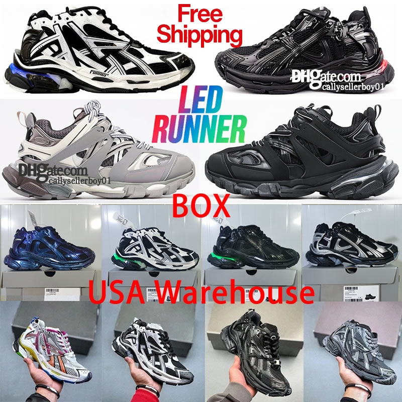 Free Shipping Fire Shoes Original Sneakers Track Runners 7.0 7.5 Luxury Designer Platform White Black LED Pink Blue Purple Grey 3.0 3xl Daddy Shoes