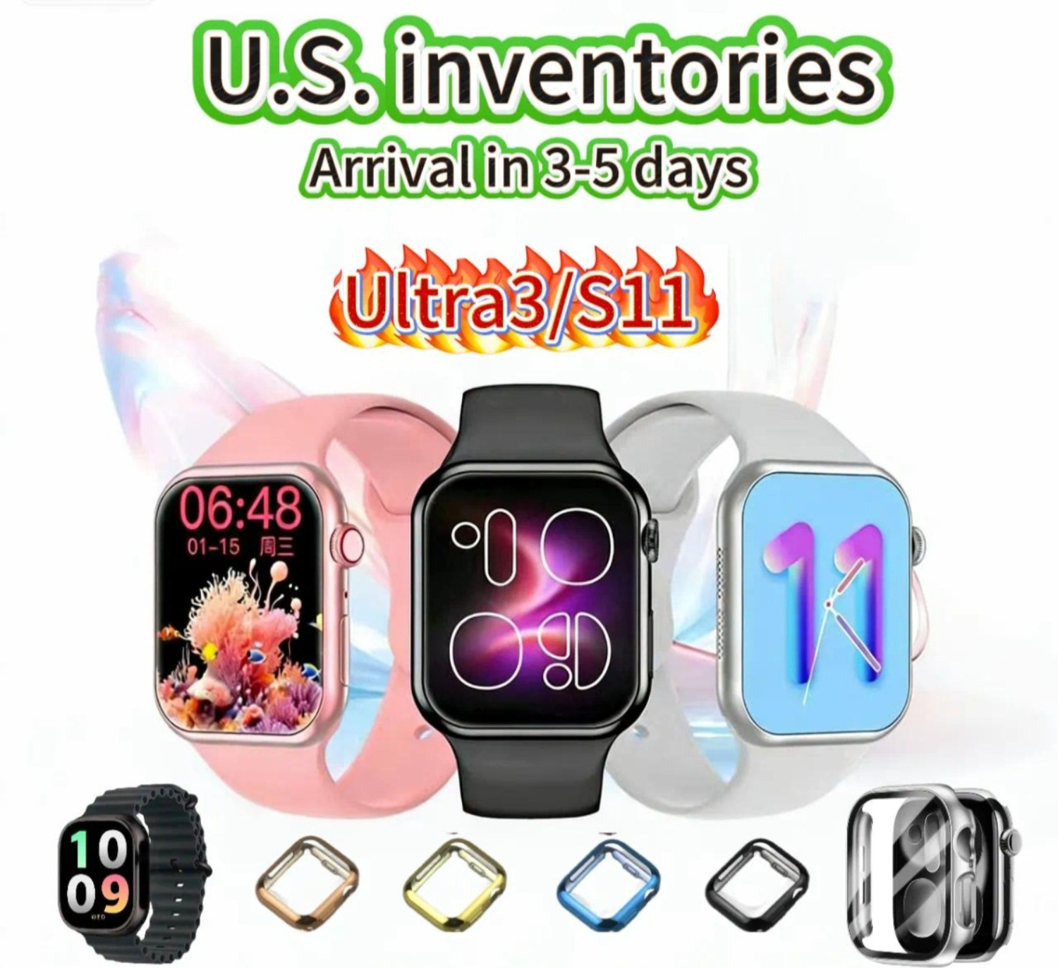 Best Quality US-made S11/U3 series smartwatches, 46mm/49mm case, with voice call function, compatible with Android and iOS systems.-image-1105591695