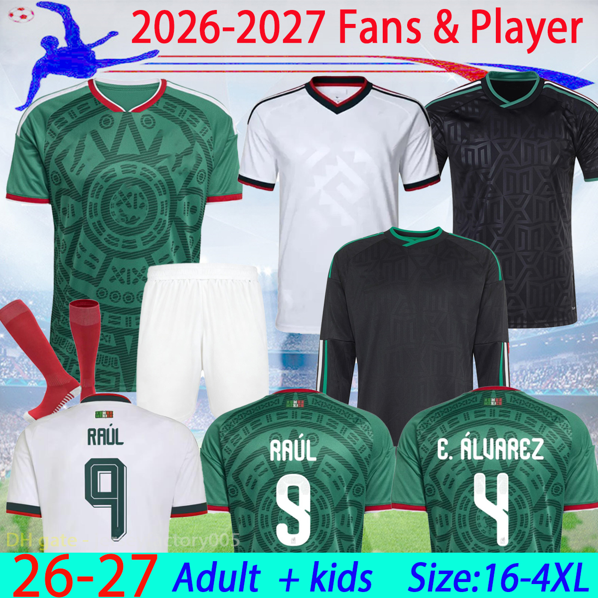 2026 worldCupS Mexico Soccer Jersey 26 27 RAUL Home Away RAUL VELA CHICHARITO LOZANO DOS SANTOS H.LOZANO Kids Kit Men Fans Player Version Footbal-image-769660326