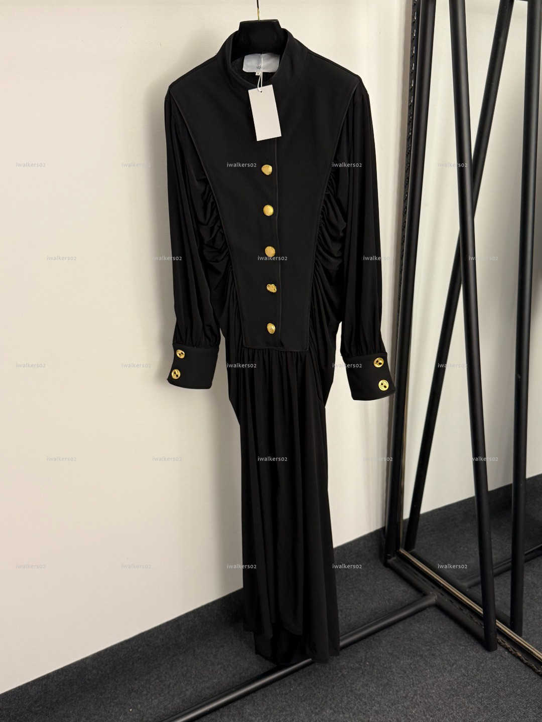 Classics New Stand collar women dress Summer lady dresses women designer clothes hip hugging waist cinching long sleeved skirt A001X01N099-image-1105615368