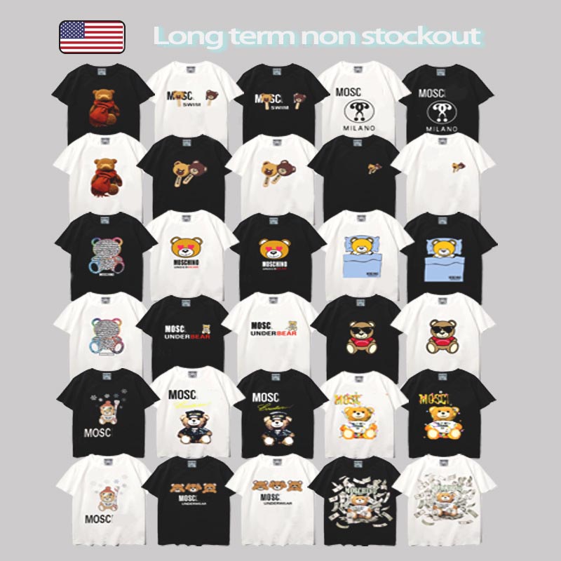 Luxurious mens designer clothes t shirt High quality pure cotton breathable hip hop T shirt Designer Fashion Brand Cartoon Bear Printed Casual Lo-image-1105670819
