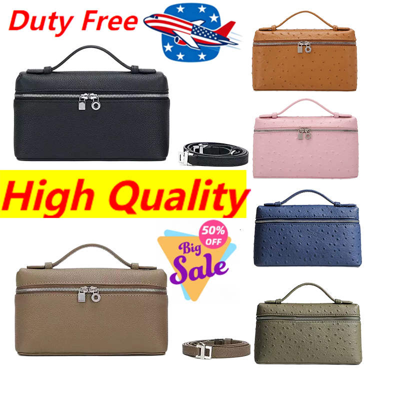 designer bags for women real leather Multi-functional shoulder bag Lunch Box Bag Pouch Tote Bag Extra Pocket Double Zipper Oblique Ostrich skin Luxu