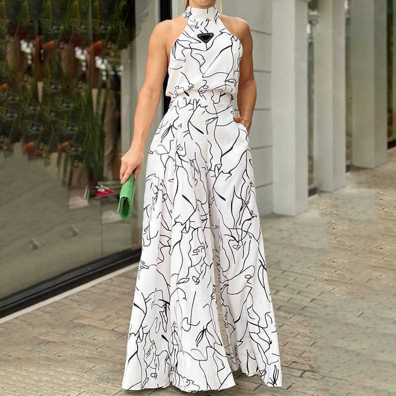Womens Jumpsuits Rompers Designer Brand 2026 Autumn Ins New Fashion Round Neck Sexy Printed Jumpsuit