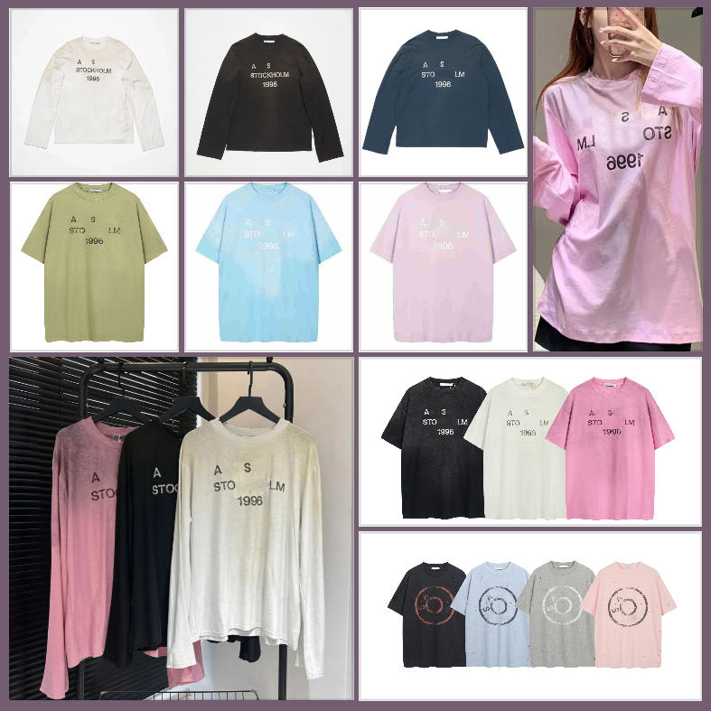 Long Sleeve T-Shirt Designer Vintage Washed Luxury Brand Casual Loose Cotton Tee Men Women Letter Printed High Street Loose Fitting Cross-Border Top