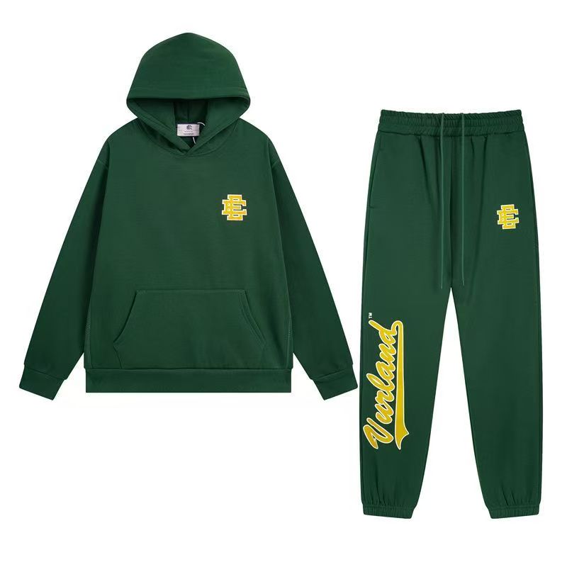 Eric Emman Sweatshirts City Letter Printed Hooded Sweatshirt Set American Retro High Street Loose Hoodie Leg Binding Sweatpants Eric Emanuelhoodie T
