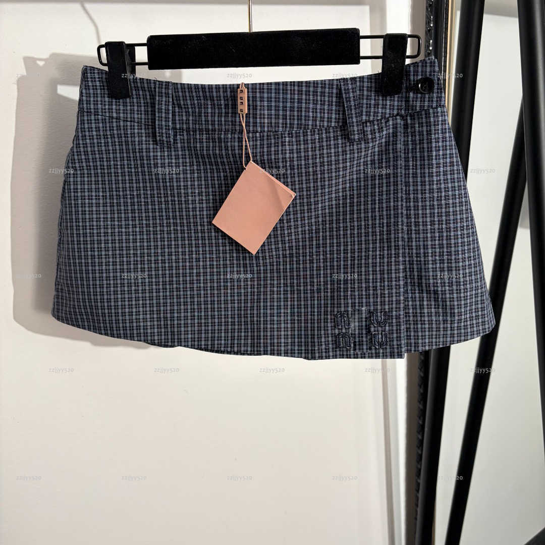 Brand minimalist women pants summer lady jeans women designer clothes letter sticker plaid shorts skirt A486X10N292-image-1105615730