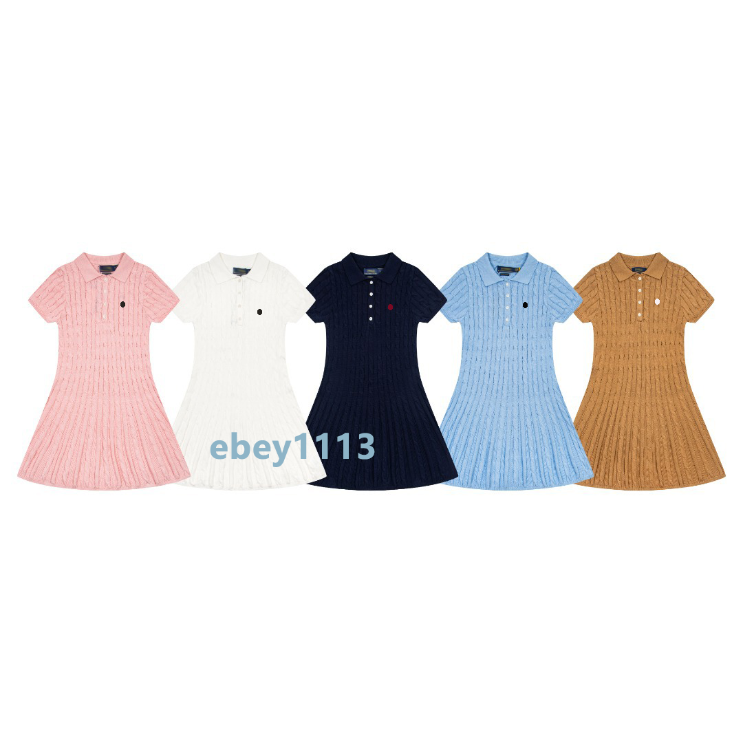 Womens Knit Polo Dress 2026 Spring Summer Pony Embroidery Slim Fit Casual Knitted Dress-image-1105675460