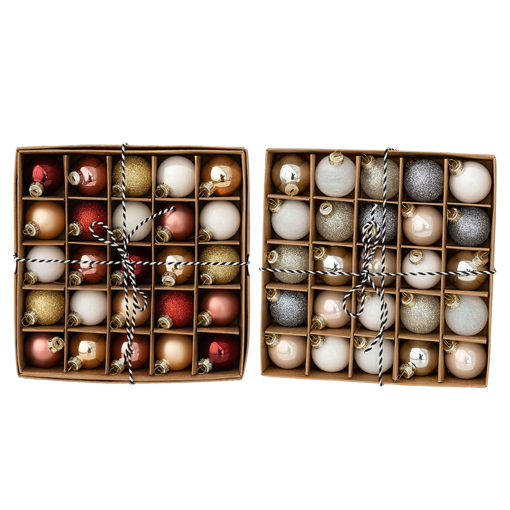 Christmas Tree Glass Ornaments, 25Pcs 4cm Mini Christmas Balls Set for Holiday Party Home Decor