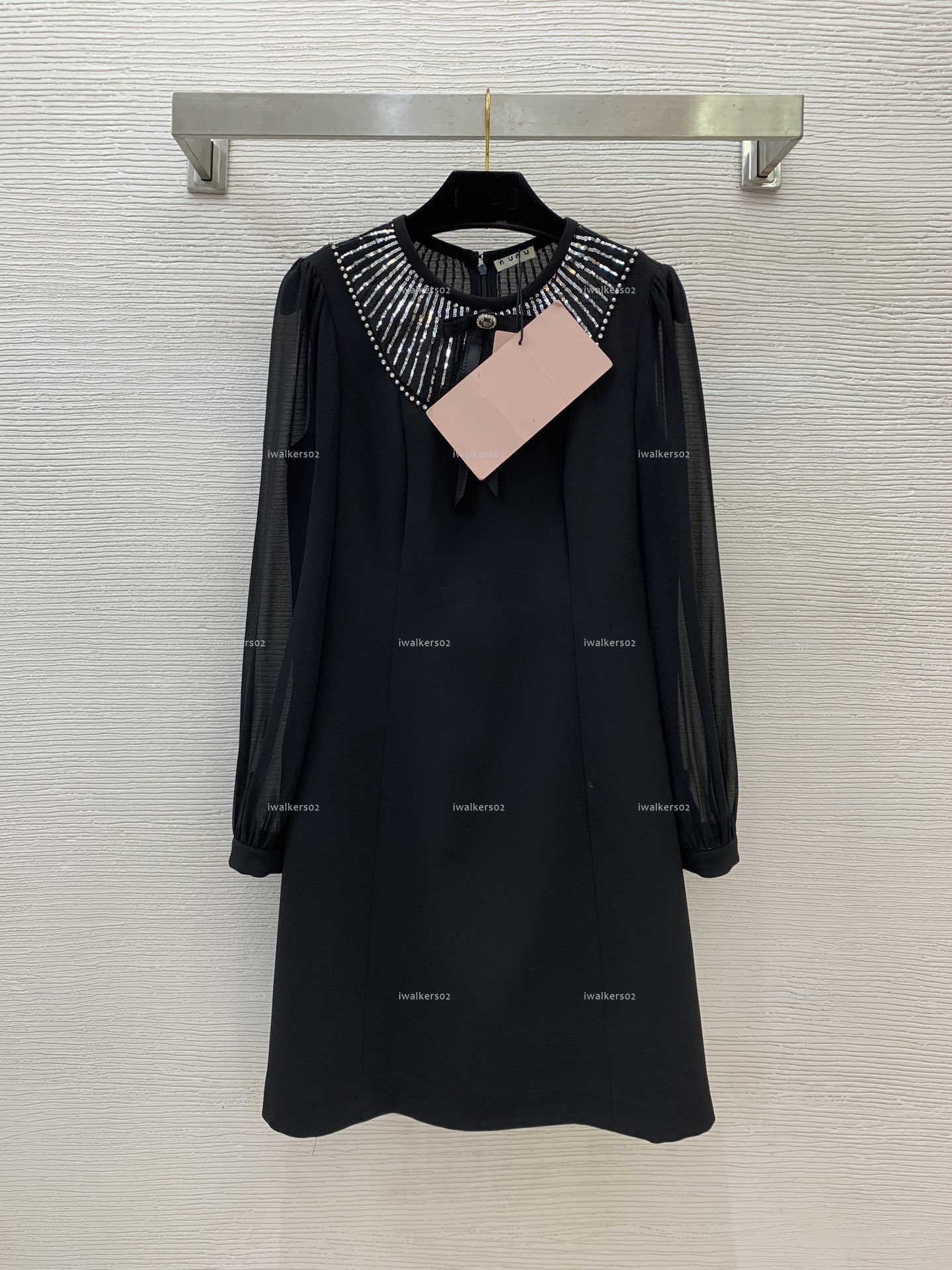 Classics Crew neck women dress Summer lady dresses women designer clothes bowtie splice waist-fitted long sleeve skirt A025X01N041-image-1105615276