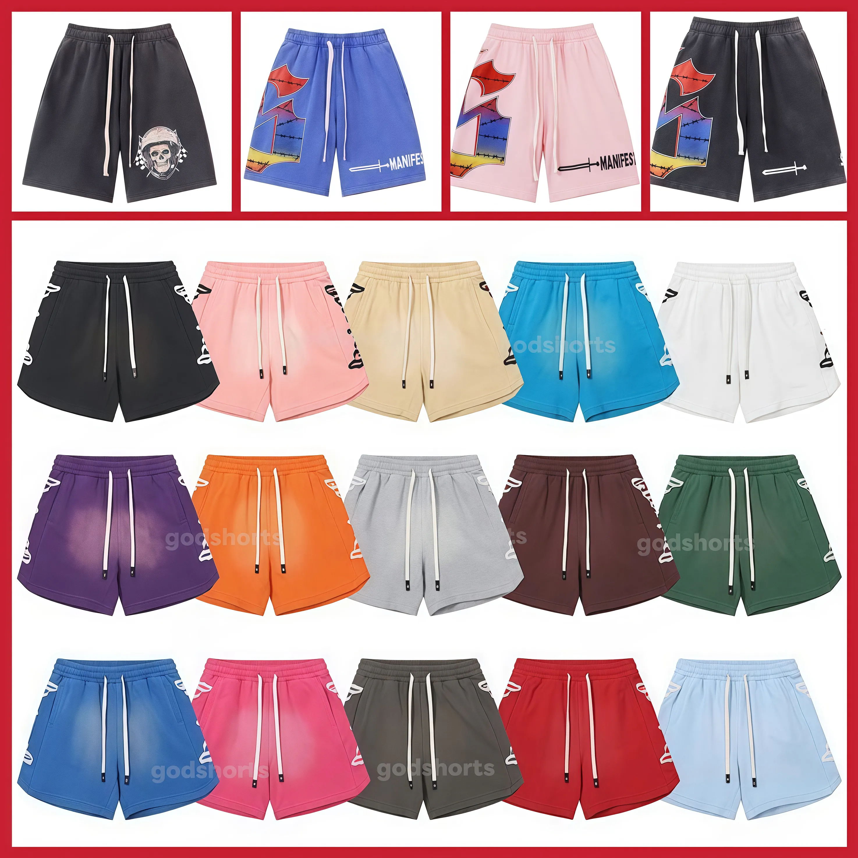 godshorts shorts designer style short pants mens High Street New man womens printed double-ply short pants running Daily fiess loose fit washed R-image-1105694887