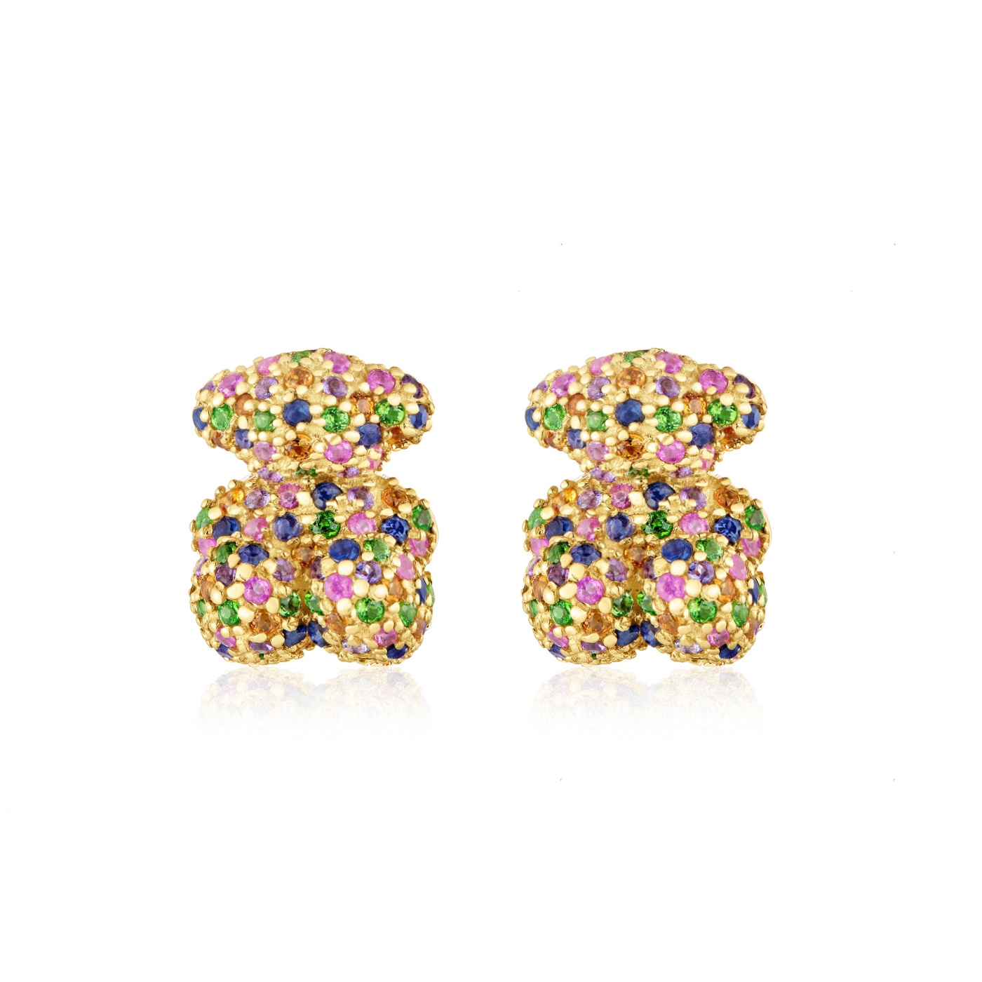Fashion Women Lover Men Silver Rose Gold Stainless Steel Bear Span Cartoon Animal White Color Zircon Letter Heart Stud Earrings Jewelry Gift-image-1105852537