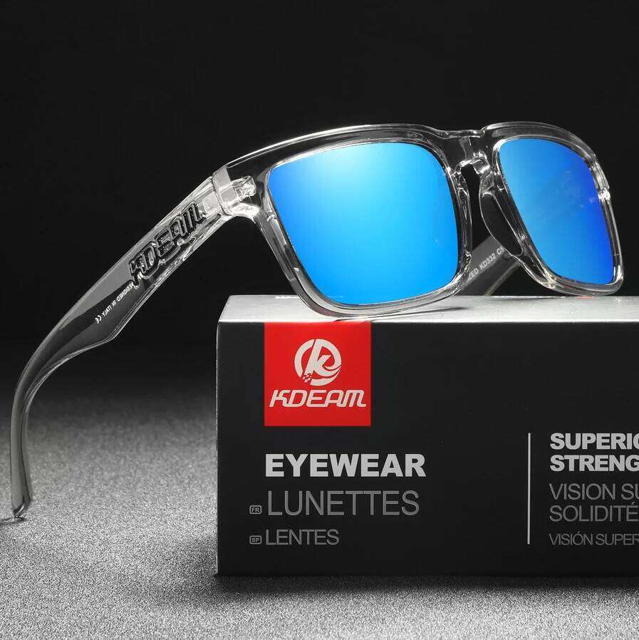 Kdeam 2024 High Quality Polarized Sunglasses for Men Transparent Gray Frame Fashion Unisex Outdoor Luxury Eyeglasses For Couple 26L0513