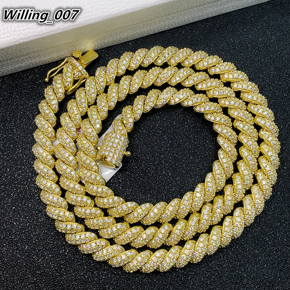 8mm Luxury Fine Jewelry Iced Rope Chain Pass Diamond Tester Sterling Silver 925 VVS Moissanite Cuban Link Chain
