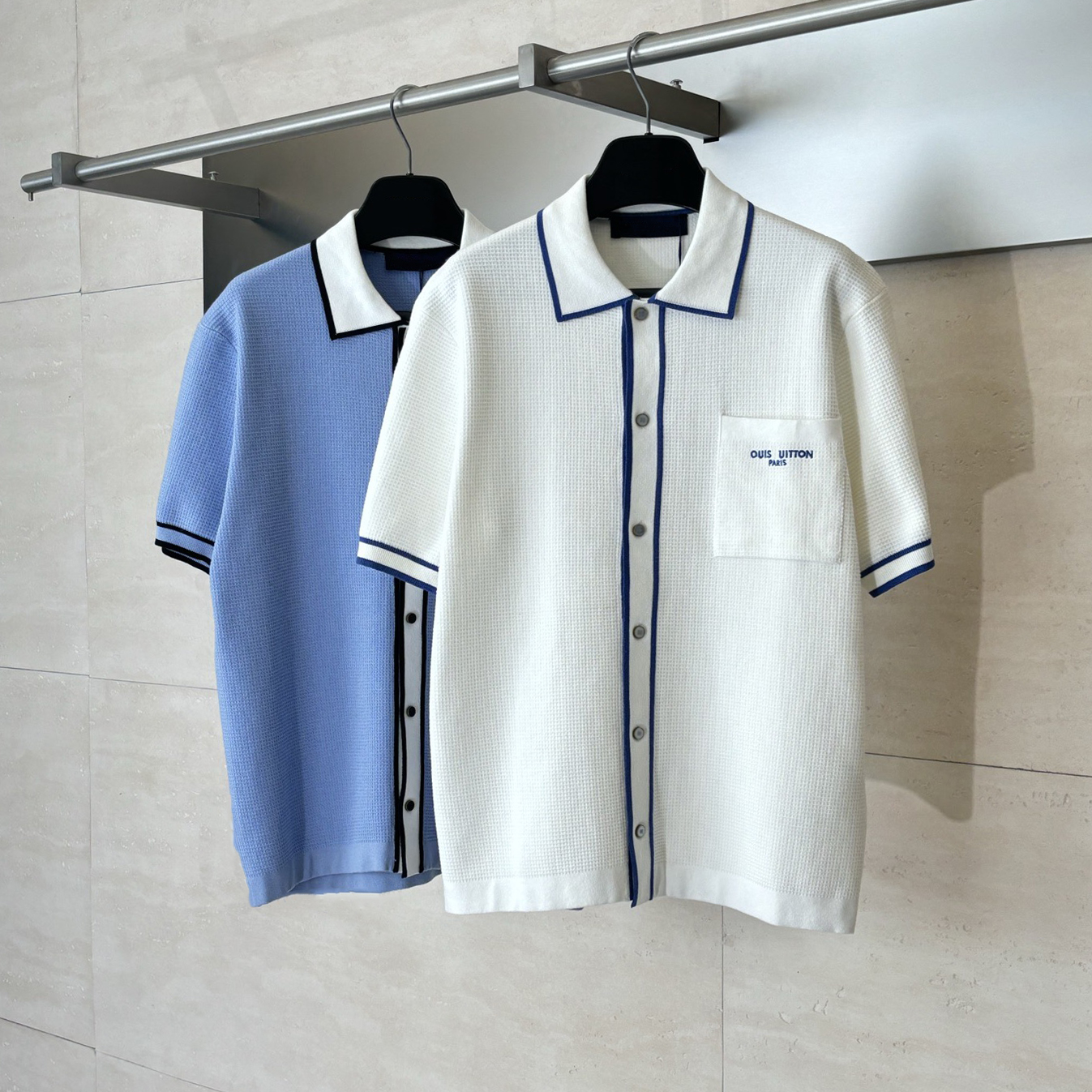 High quality designer shirts, fashionable letter embroidery knitted cardigan, mens shirts, 100% high-quality knitted material, summer casual single
