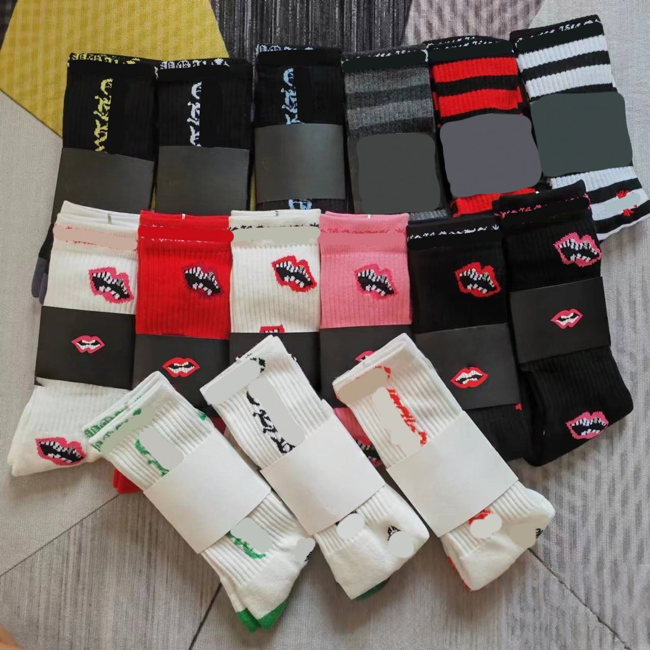 Mens Designer Lips Print Sock Fashion High Street Style Colorful Stocking Breathable Cycling Anti Sweat Sport Outdoor Warm Socks