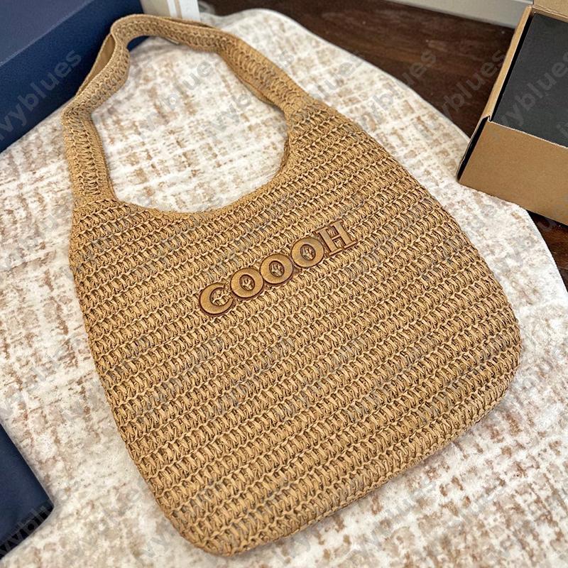 Straw Shopping Bag Unisex Womens Designer Beach Bags BROOKLYN Luxury Embroidery Summer Grass Handbag Shoulder Bags