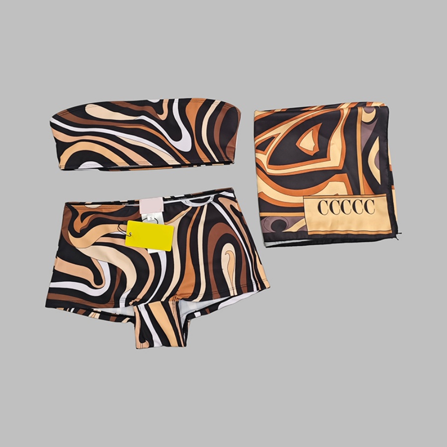 Chic femmes maillots de bain de luxe Sexy fendu maillot de bain été sous-vêtements sans bretelles ensemble plage piscine fête Bikini costume
