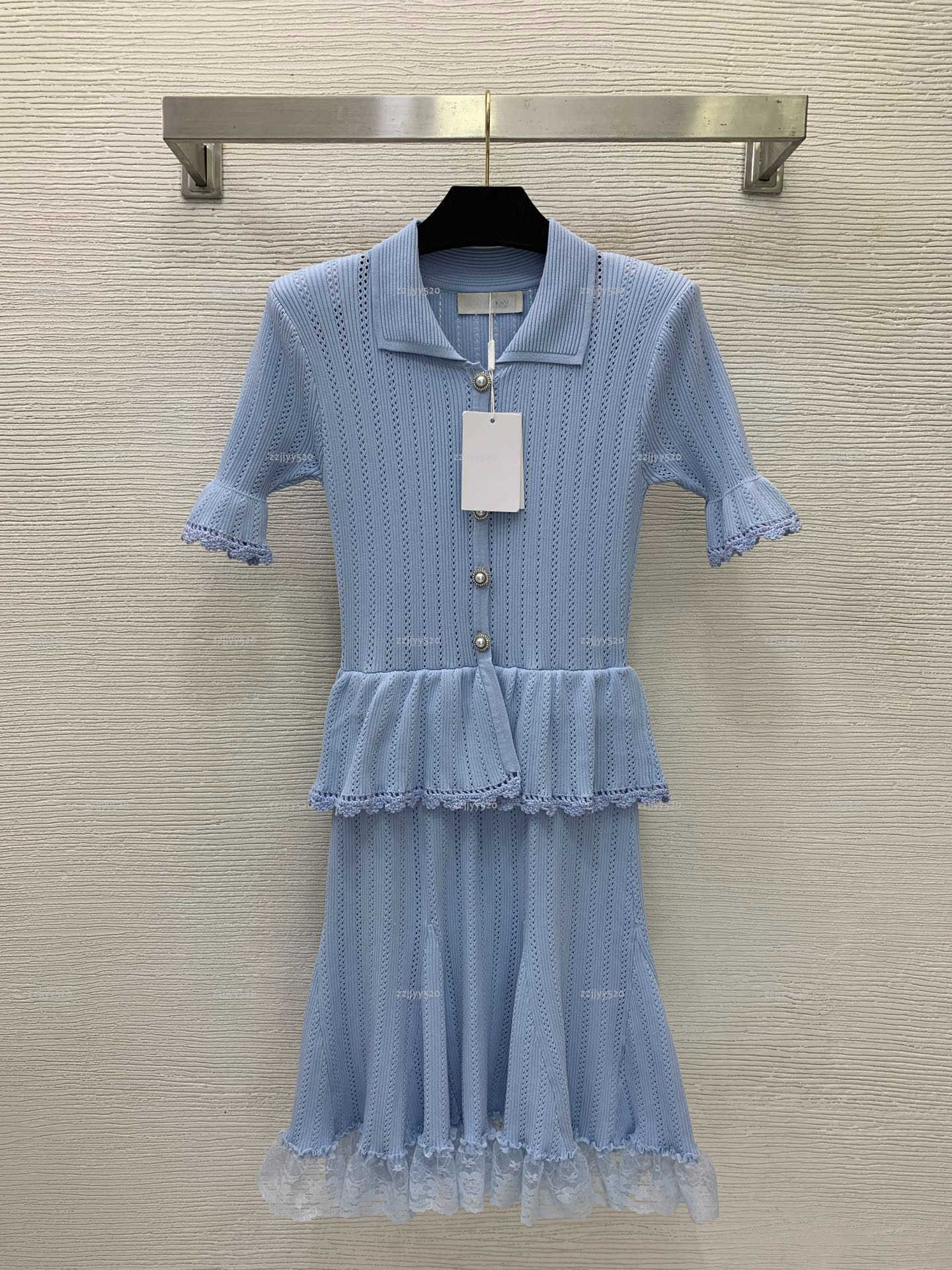 Brand Lapel neck women dress Summer lady dresses women designer clothes elegant ruffle edge high-end feeling slimming short sleeved dress A1026X0-image-1105843043