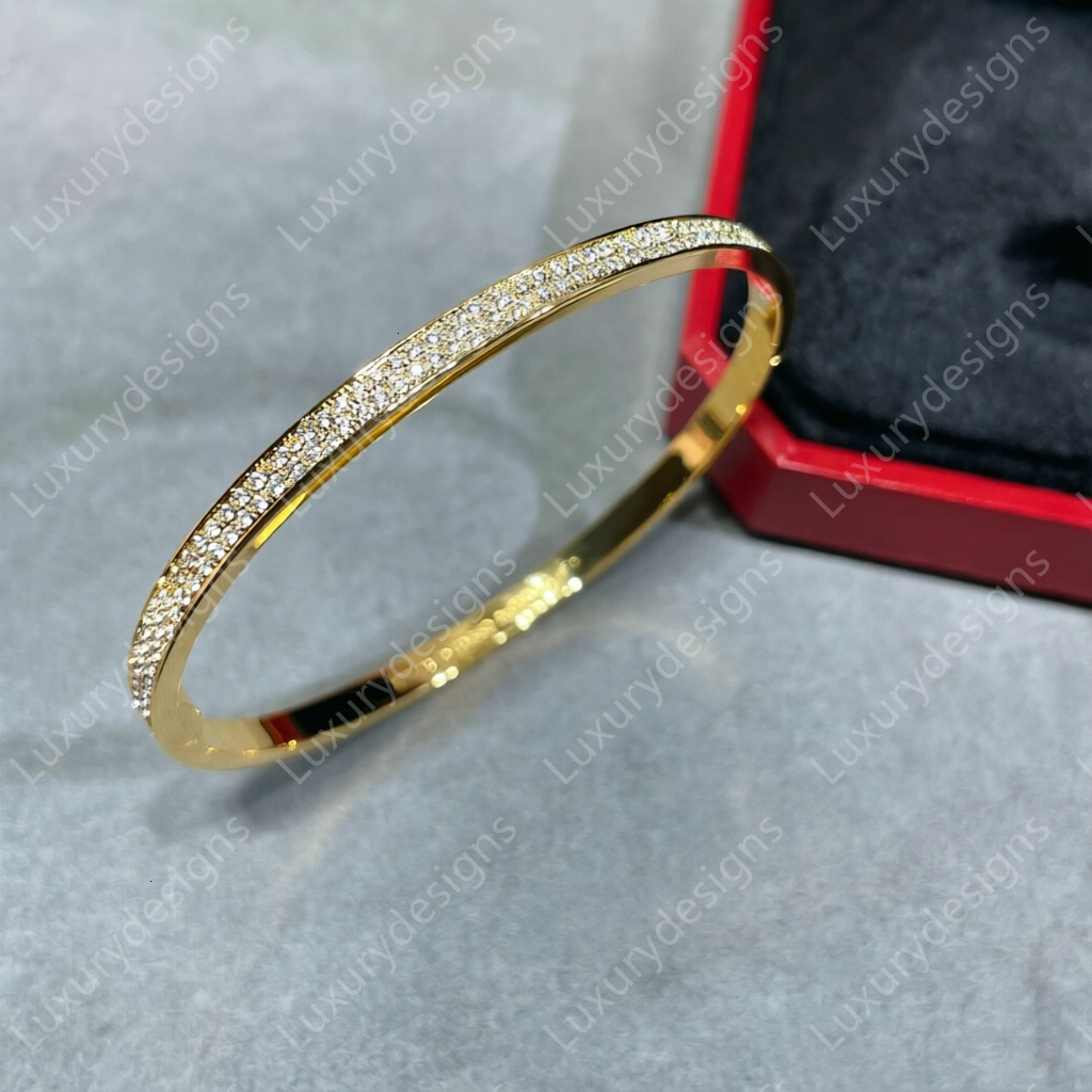 Thin Designer Bracelet Luxury Full Diamonds Screw Bracelet Womens Highest Quality V gold 18k Gold Placted Womens Bracelet with Screwdriver Red Box P