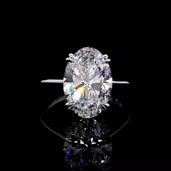 Classic Moissanite Rings 2CT Oval Cut VVS Moissanite 925 Sterling Silver White Gold Plated Wedding Engagement Ring