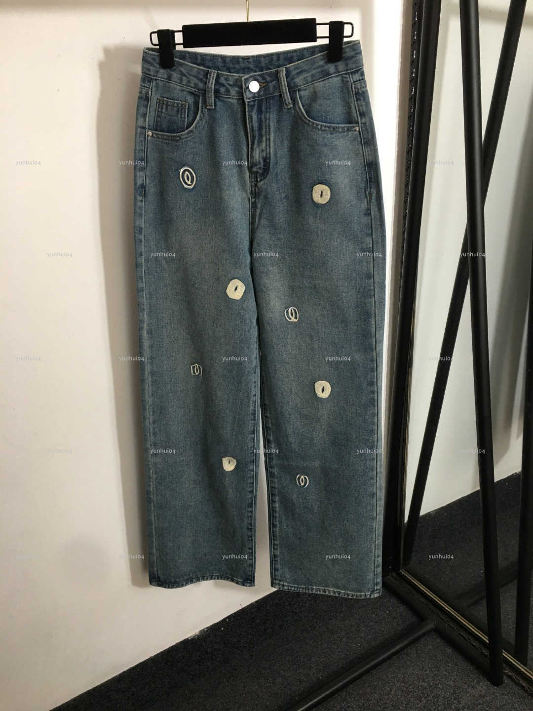 Popular embroidery women Jeans Four Seasons lady denim women designer clothes high waisted blue pants A220X05N248-image-1105841731