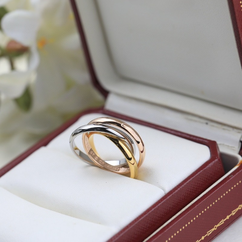 Designer Ring Luxury Classic Trinity Style Triple Band Ring Men Women Couple Ring 18K Gold Plated Band Ring Multiple Colors Fashion Jewelry with-image-1105909434