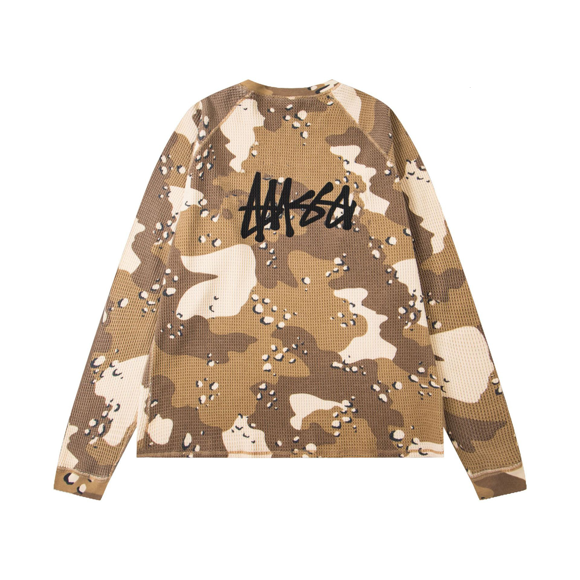 Stussytity Long Sleeve Shirt Womens Sweater Waffle Designer Leisure Shirt Colorblocking Waffle Hoodie Letter Print Round Neck Simple Stud Black 8 Ho