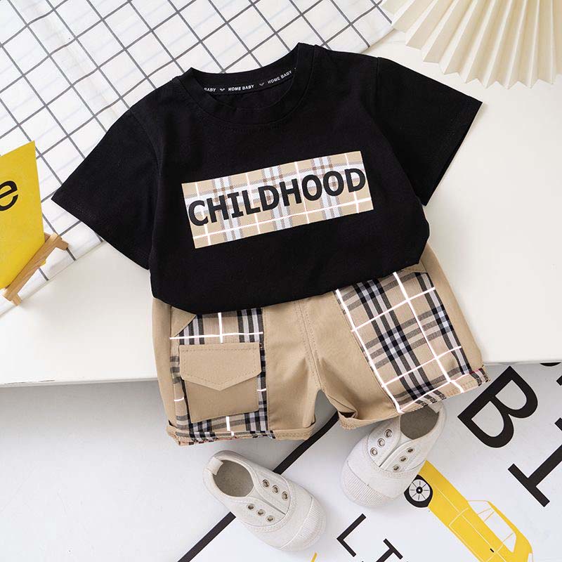 Baby Boys Summer Suit Toddler Outfits European American Children's Casual O-neck Short Sleeve T-shirts and Shorts Two Piece Set Kids Designe-image-1105787154