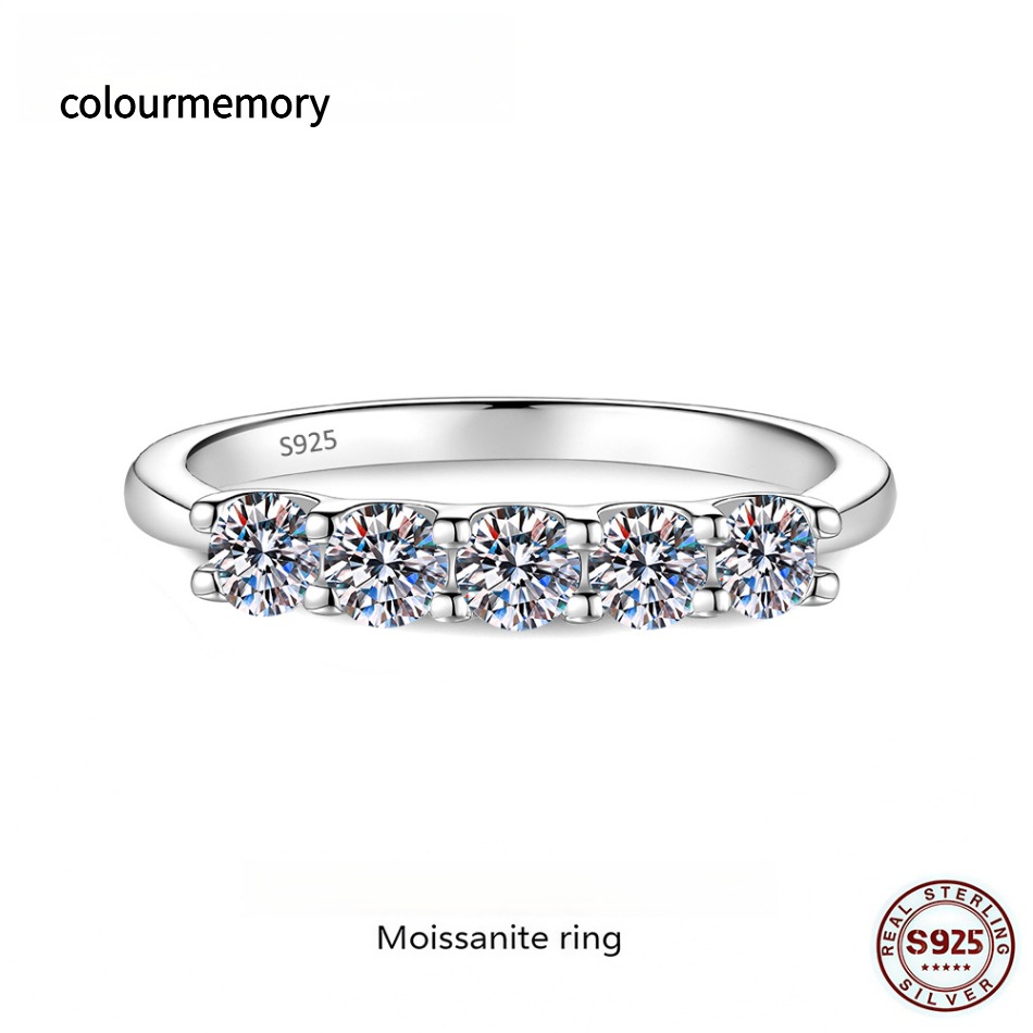 S925 Sterling Silver D Color Moissanite Eternity Ring, Adjustable Open Band, Women Stackable Band With GRA Certificate-image-1105821858