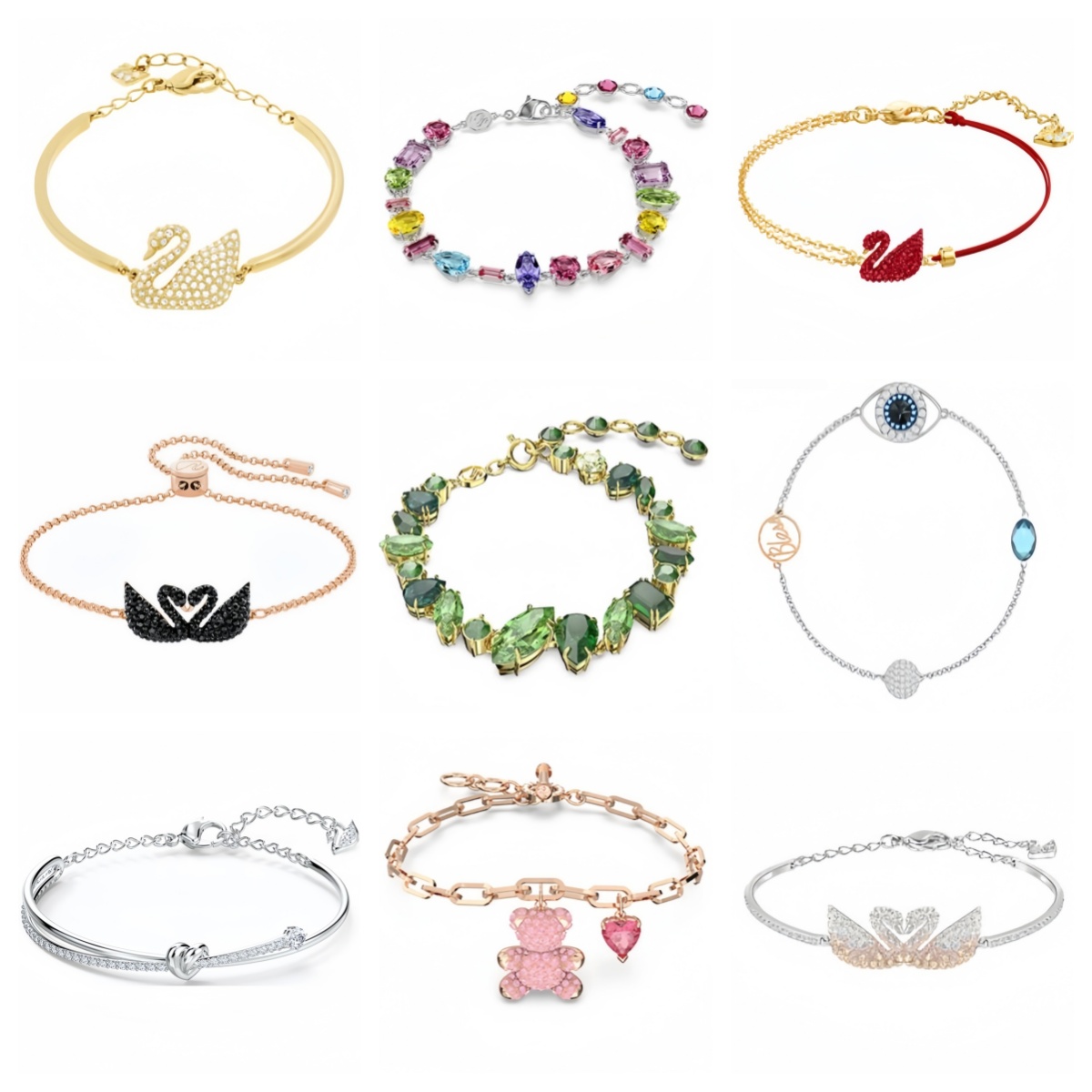luxury gema bracelet designer jewelry women bangle mixed cutting shining brightly pink colored mixed crystal imitation fashion swan bracelets design