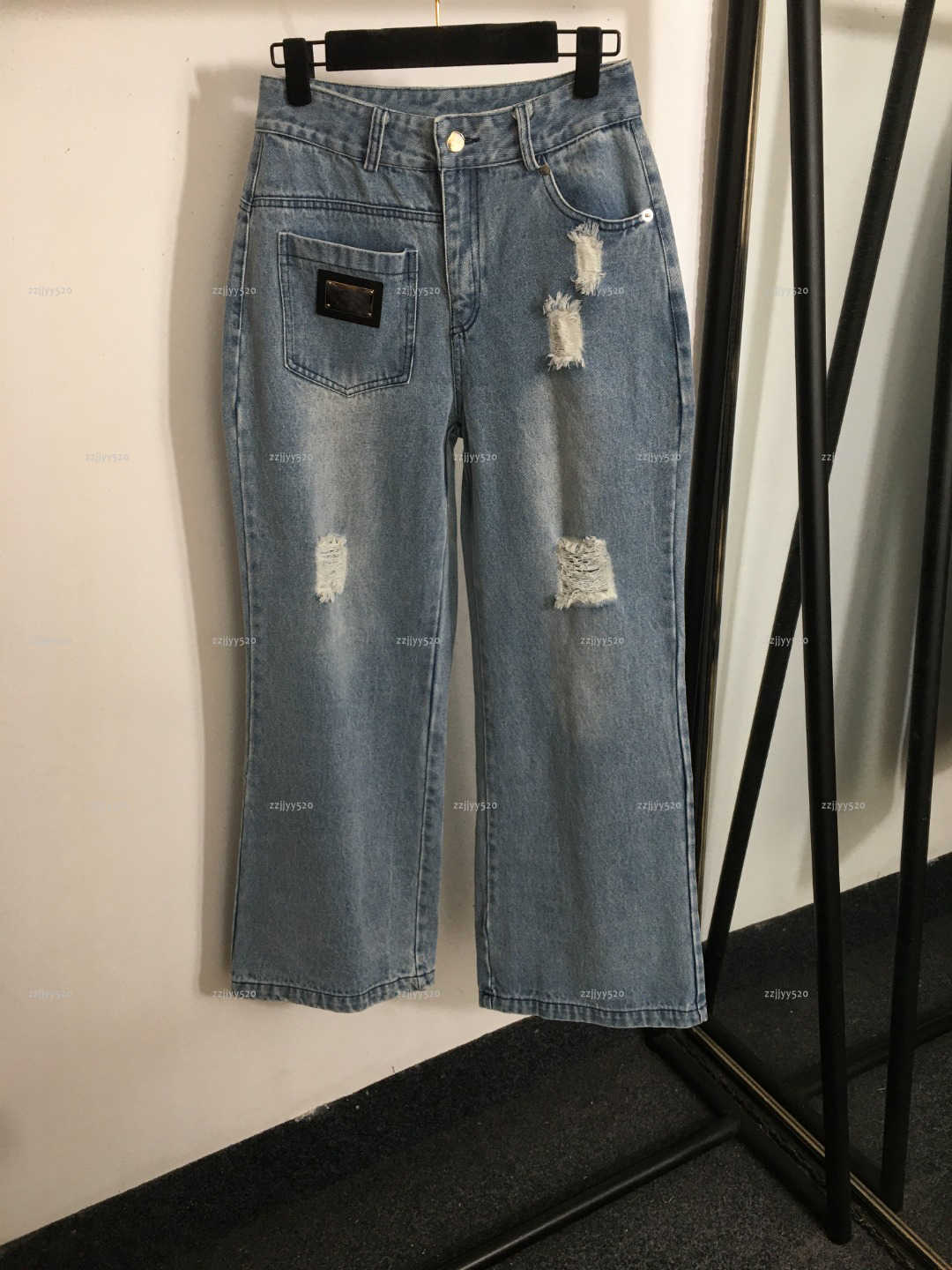 Brand women jeans high quality girls pants designer clothes women metal decoration slim fit denim pants A240X05N251-image-1105842189