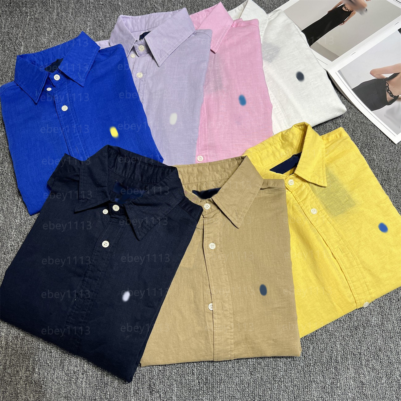 Camicia in lino da donna con ricamo pony unisex oversize traspirante per lo streetwear quotidiano in ufficio, in vacanza, in spiaggia