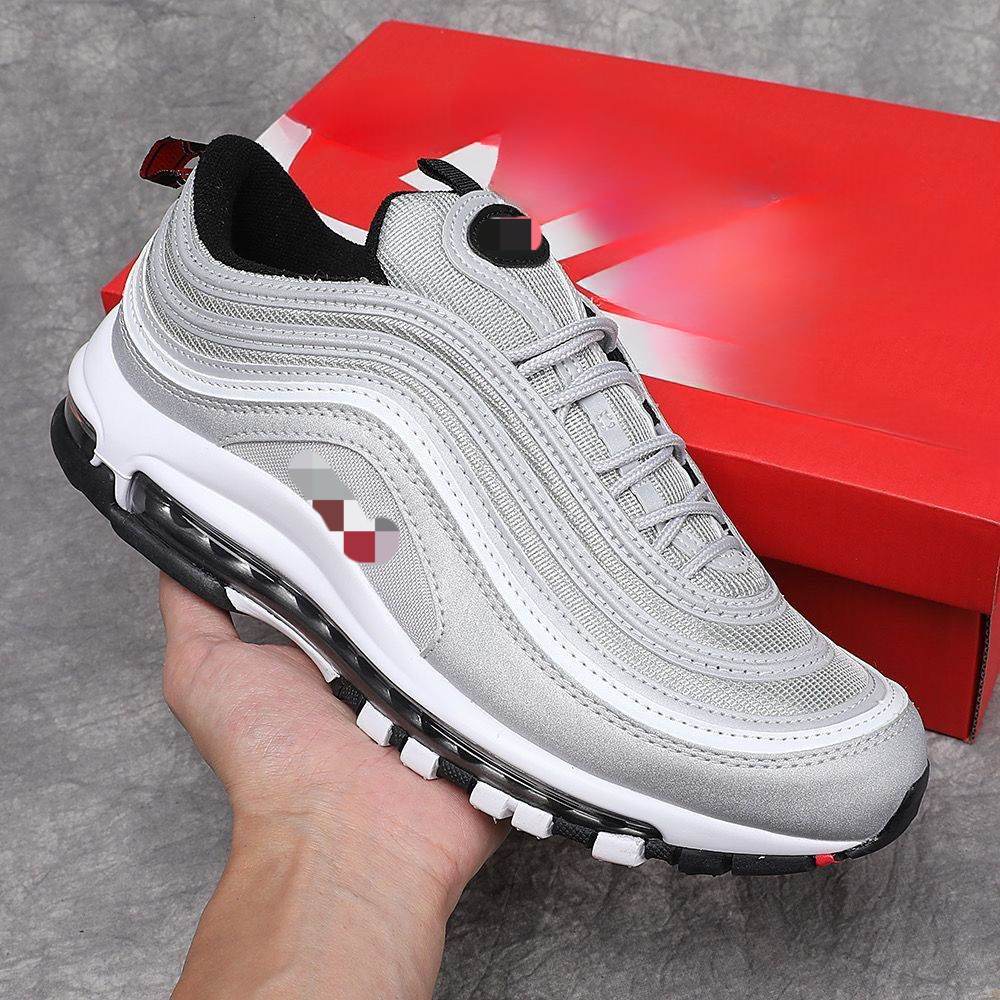 2026fashion new designer pure original bullet sports reflective silver full length air cushion running shoes for men and women autumn walking shoes