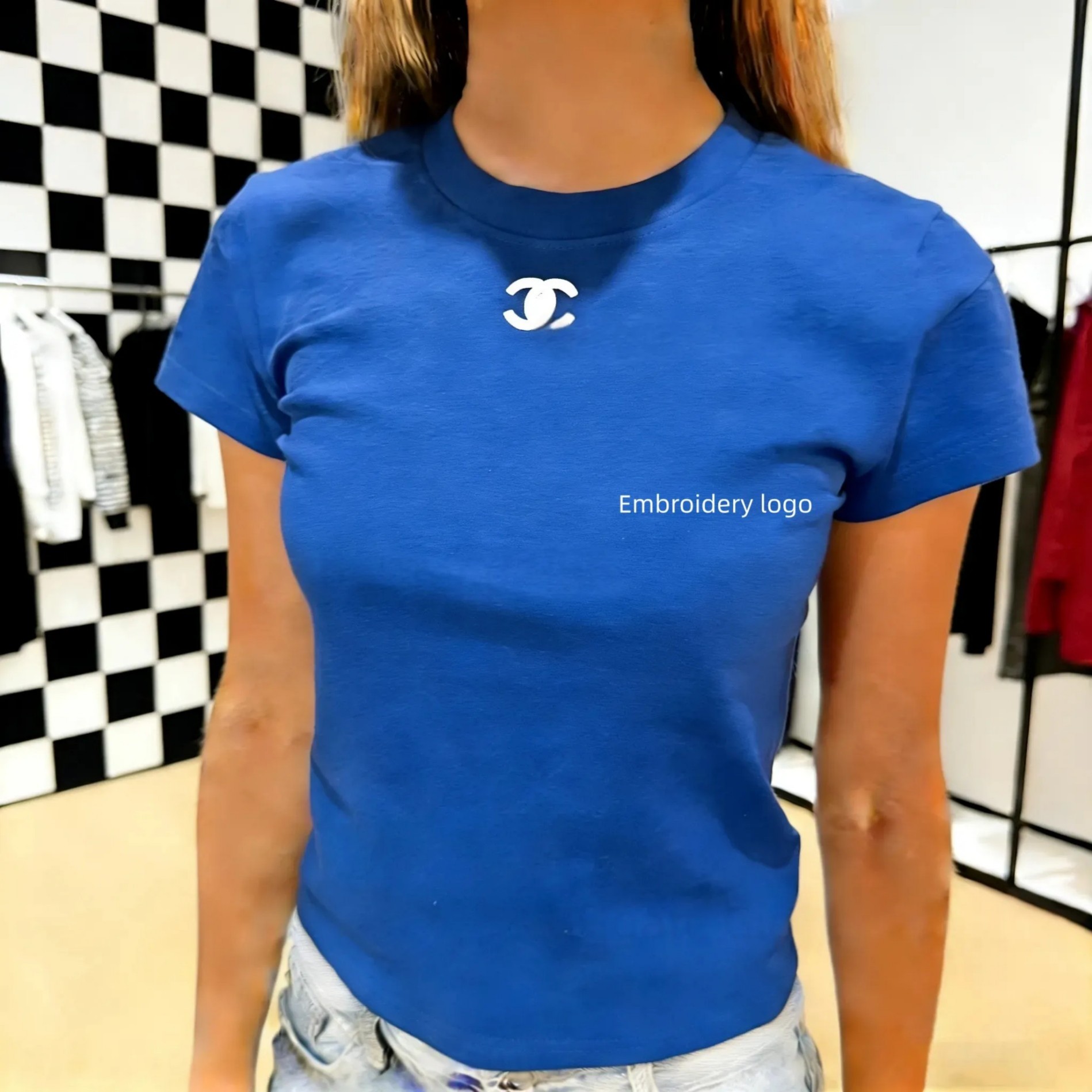 Womens t shirt designer brand cc tshirt luxury brand classic letter embroidery cotton short-sleeved fashionable slim black and white tee tops high-e