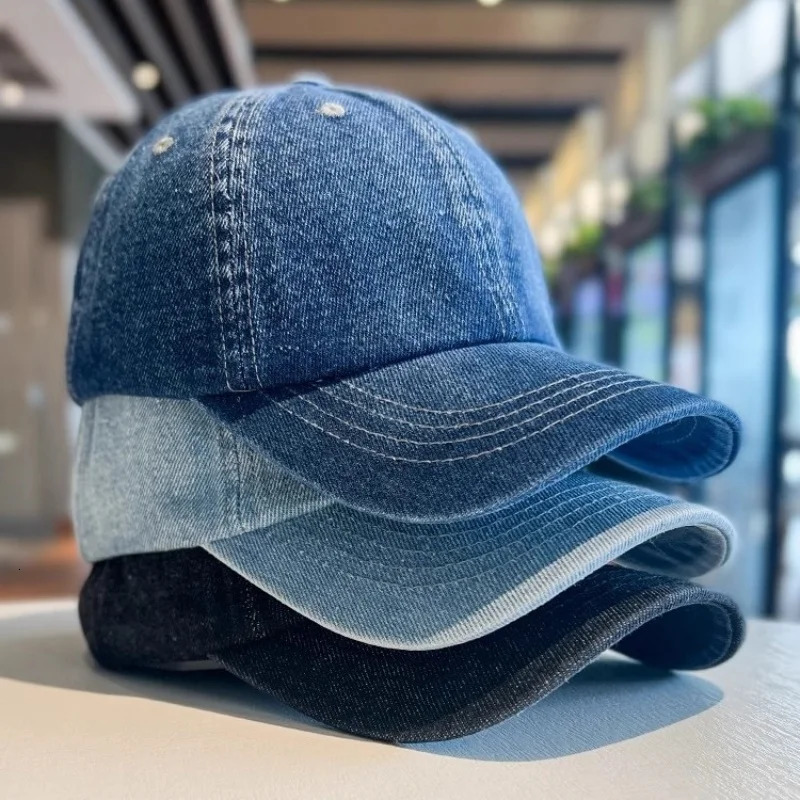 Fashion Denim Baseball Cap For Women Men Solid Color Adjustable Outdoor Sun Visors Hat Punk Hip Hop Dad Trucker Ponytail Cap 260514BJ
