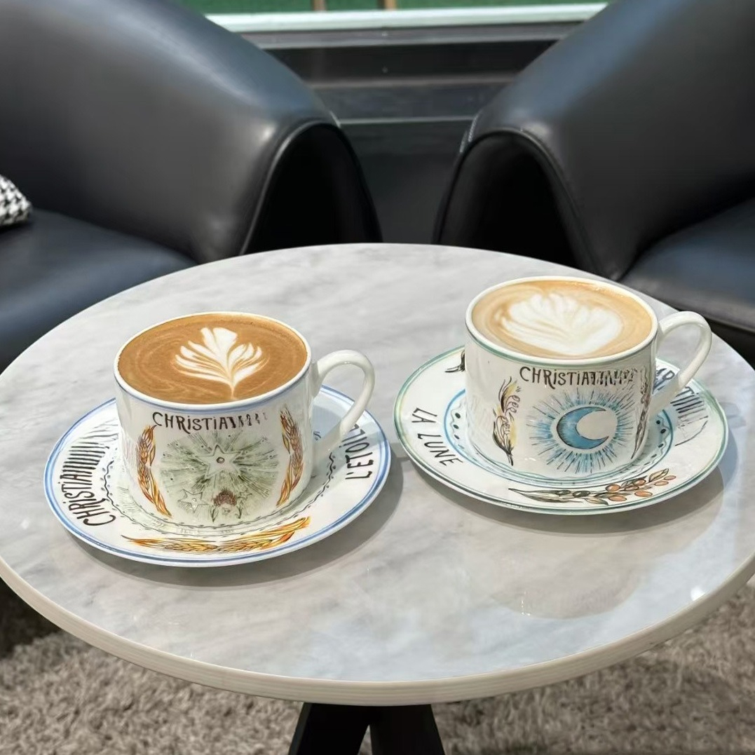 Vintage moon stars bone china single cup saucer afternoon tea cup wedding gift couple sun coffee cup-image-1106128290