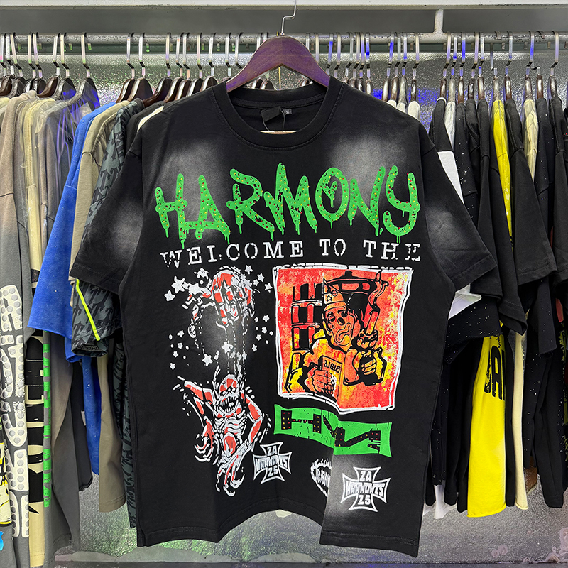 Hommes Femmes Harmonie Lettre Strass T-shirt Tendance Perceuse À Manches Courtes T-shirt Vintage Streetwear Lâche Haut Décontracté Quotidien Fête