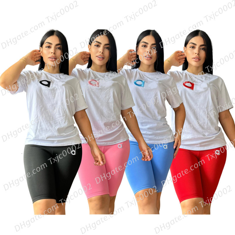 Survêtements pour femmes Ensemble deux pièces Haut à manches courtes décontracté à col rond et short de yoga en coton à séchage rapide à haute él