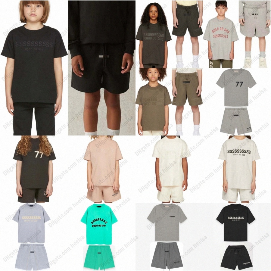 Kids Clothes Sets Baby Toddlers Tracksuits Designer Classic Tees Boys Girls T-shirts Sweatshorts Children Short Sleeve Tops Clothing Grey Youth L-image-1105959970