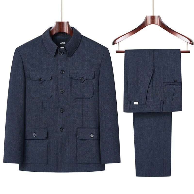 Abito da uomo di design Cappotto Zhongshan per anziani di mezza età e giacca autunnale Abito primaverile in stile cinese per papà 64 48