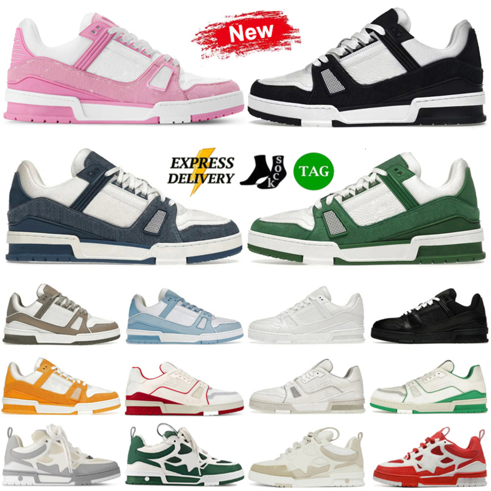 Designer shoes Skate Low Trainer Sk8 Mens Womens Casual shoes Skates Sneakers Denim Pink Black Blue Triple White Red Embrossed Daily outfits Flat-image-919213950
