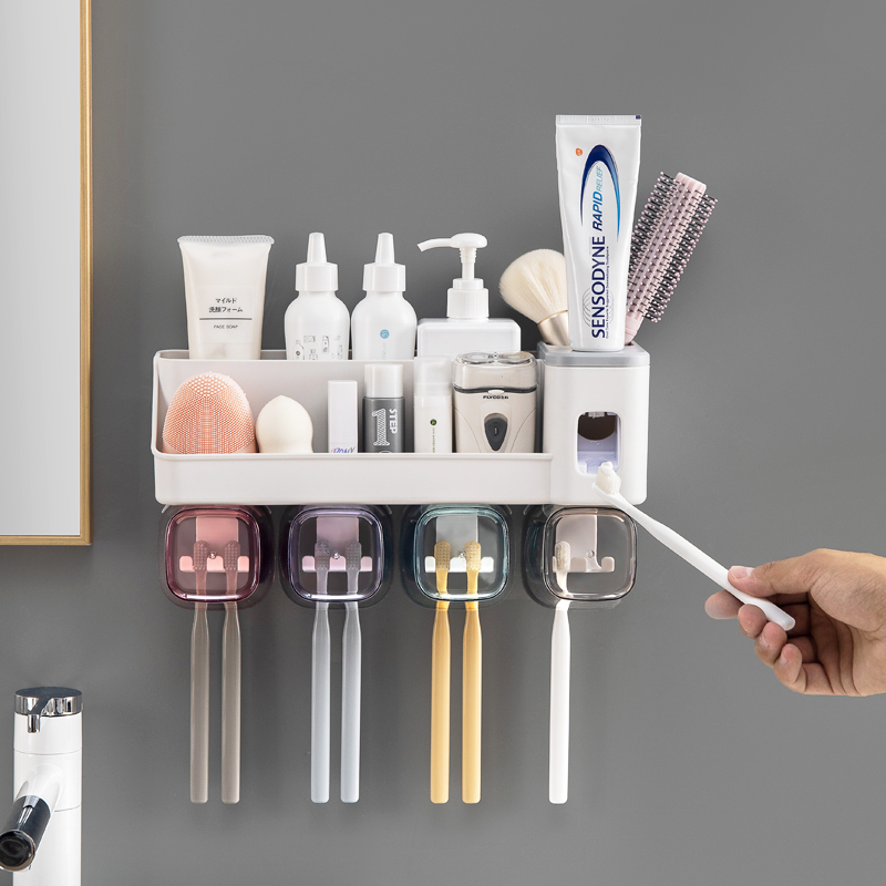 1 PCS Automatic Toothpaste Dispenser Bathroom Accessories Wall Mount Lazy Toothpaste Squeezer Toothbrush Holder 8202N-image-1106049460