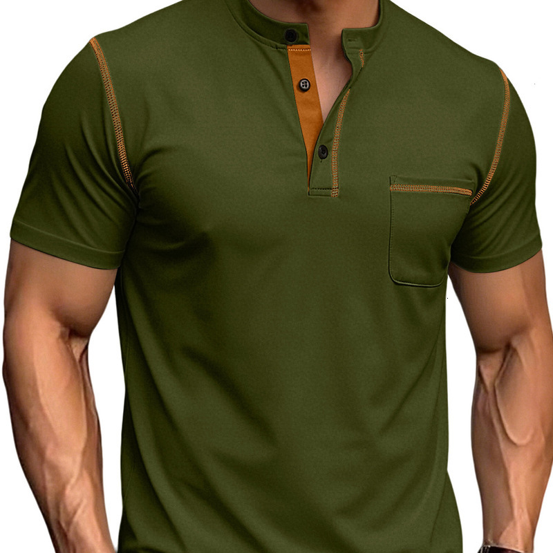 Designer T Shirt Men Knit Henley Collar Polo Shirt Summer Quick Dry Slim Fit Solid Color Short Sleeve T-Shirt Casual Daily Outdoor Sports Streetwear