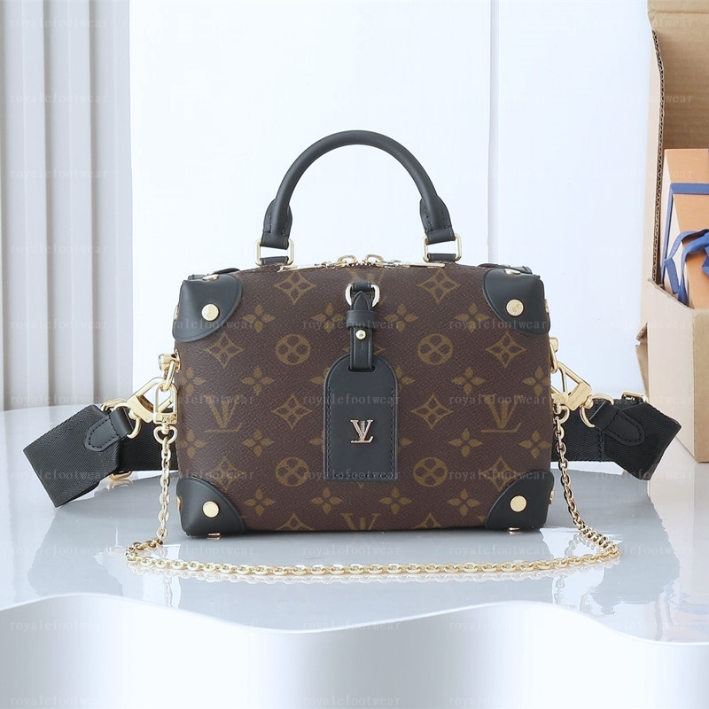 Top Multicolor petite malle souple bag Soft square box bags Womens crossbody shoulder bag designer handbag classic Monogram leather bag mirror quali