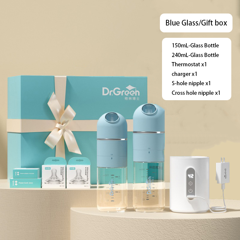 Dr.Green Newborn Baby Bottle 4S Thermostatic PPSU Glass 150+240mL Gift Set Sealed isolation Fast milk filling Removable/Washable-image-1106068491