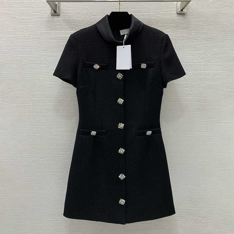 Dress designer Dress Early Spring luxury button Short Sleeve Dresses College Style summer party dresses womens clothing