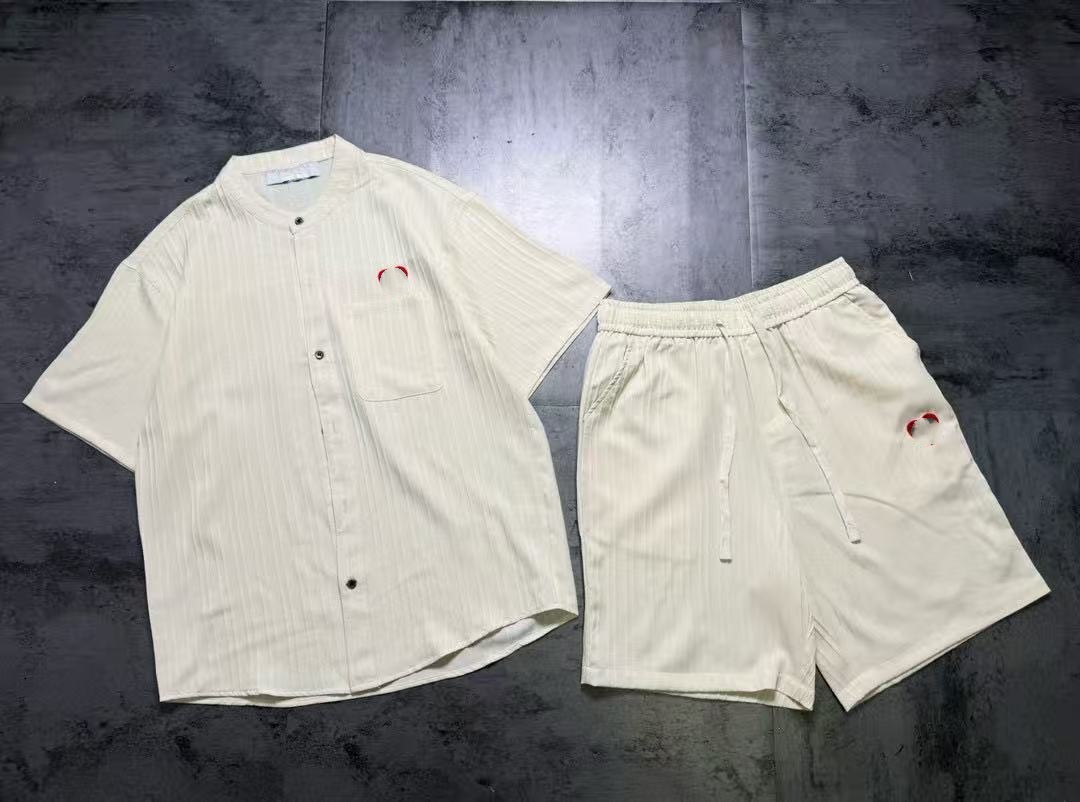 P Fashion Trendy Brand High-Quality Ice Silk Material Unisex Comfortable Short Sleeve Set