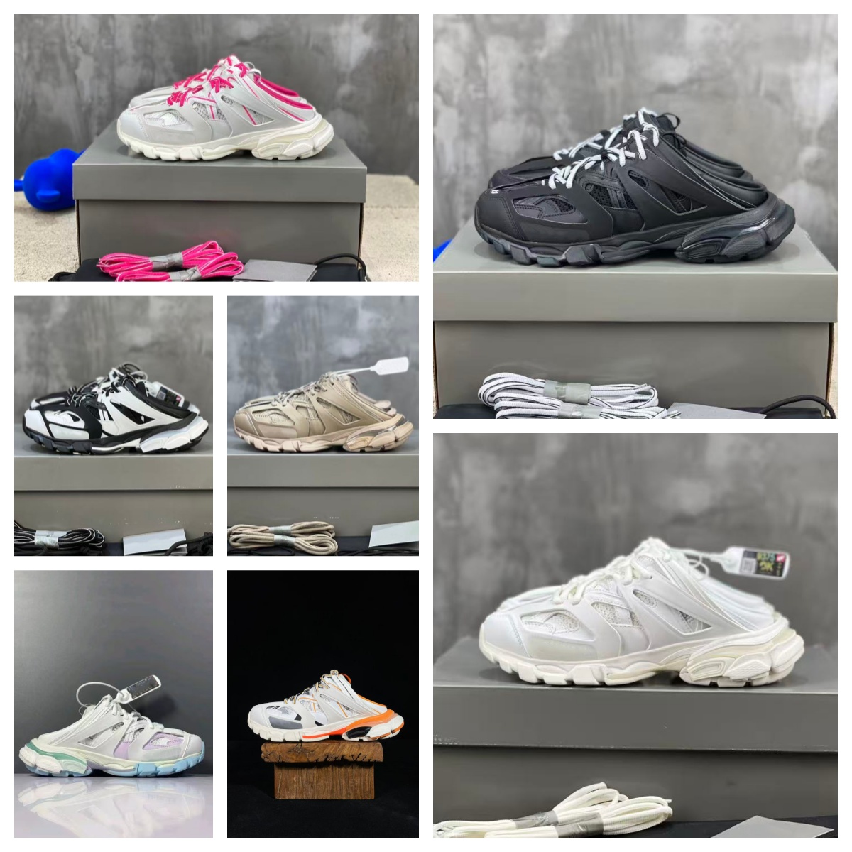 Paris track 3.0 chaussures mules de créateur hommes femmes luxe nouveaux pantoufles épissage chaussure supérieure semelle extérieure en caoutchou