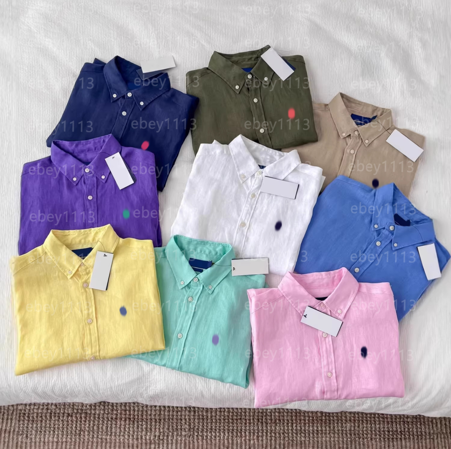 Camicia in lino da donna Classic Pony Ricamo Unisex Old Money Style Oversize Traspirante Casual Abbigliamento quotidiano per le vacanze in ufficio