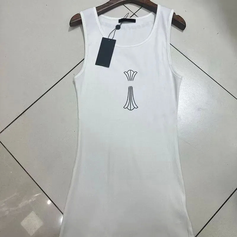 Chrome Vest Luxury Designer Tank Top Cross Sanskrit Print Crome Dress Summer Slim Classic Horseshoe Pattern Sleeveless Vest Sexy High Street Chromel